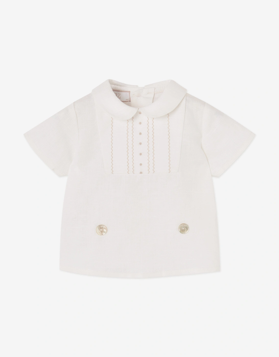 Baby Boys Cotton and Linen Woven Short Set in Beige