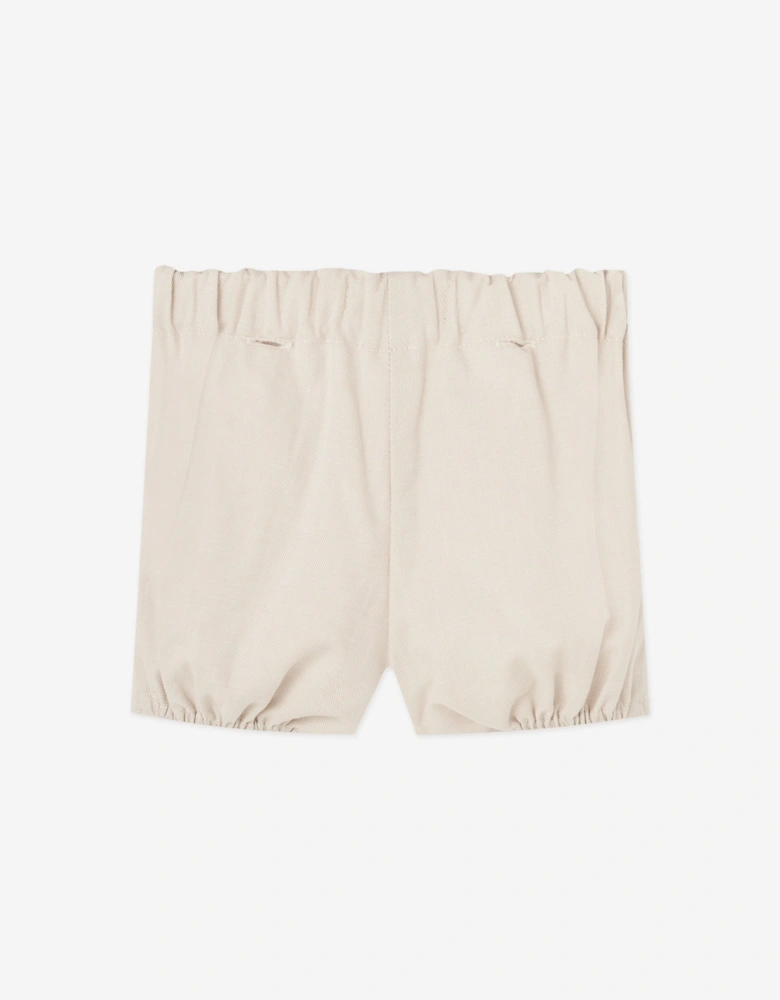 Baby Boys Cotton and Linen Woven Short Set in Beige