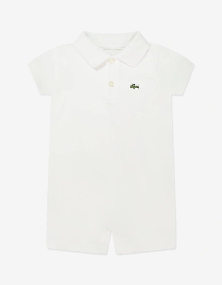 Baby Boys Core Polo Romper in Ivory