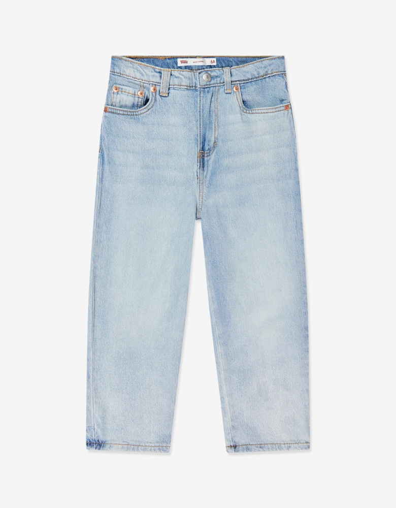 Girls Baggy Barrel Jeans in Blue