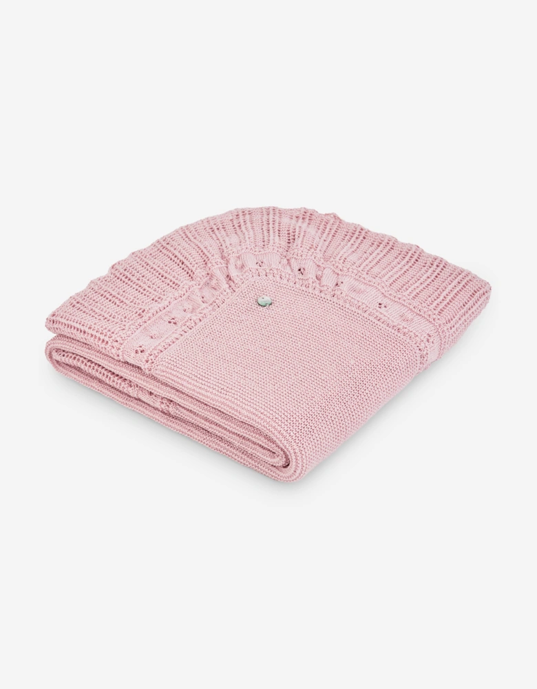 Baby Girls Cotton Knit Shawl in Pink (100cm)