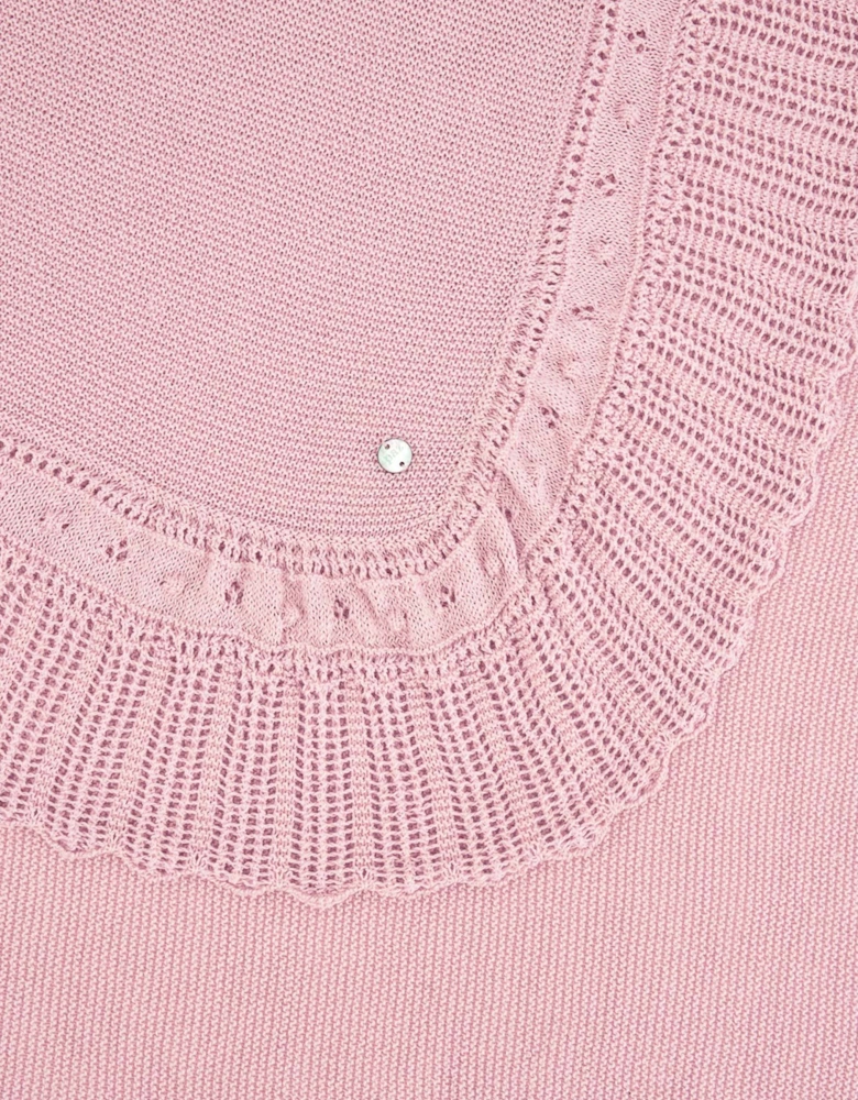 Baby Girls Cotton Knit Shawl in Pink (100cm)