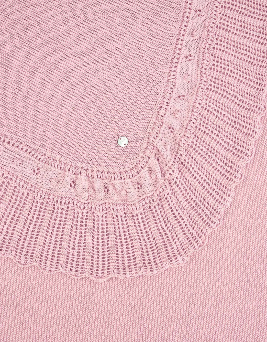 Baby Girls Cotton Knit Shawl in Pink (100cm)