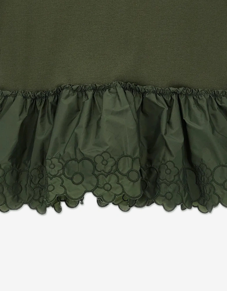 Enfant Girls Embroidered Flower T-Shirt in Green