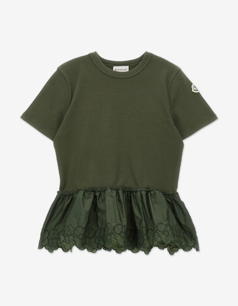 Enfant Girls Embroidered Flower T-Shirt in Green