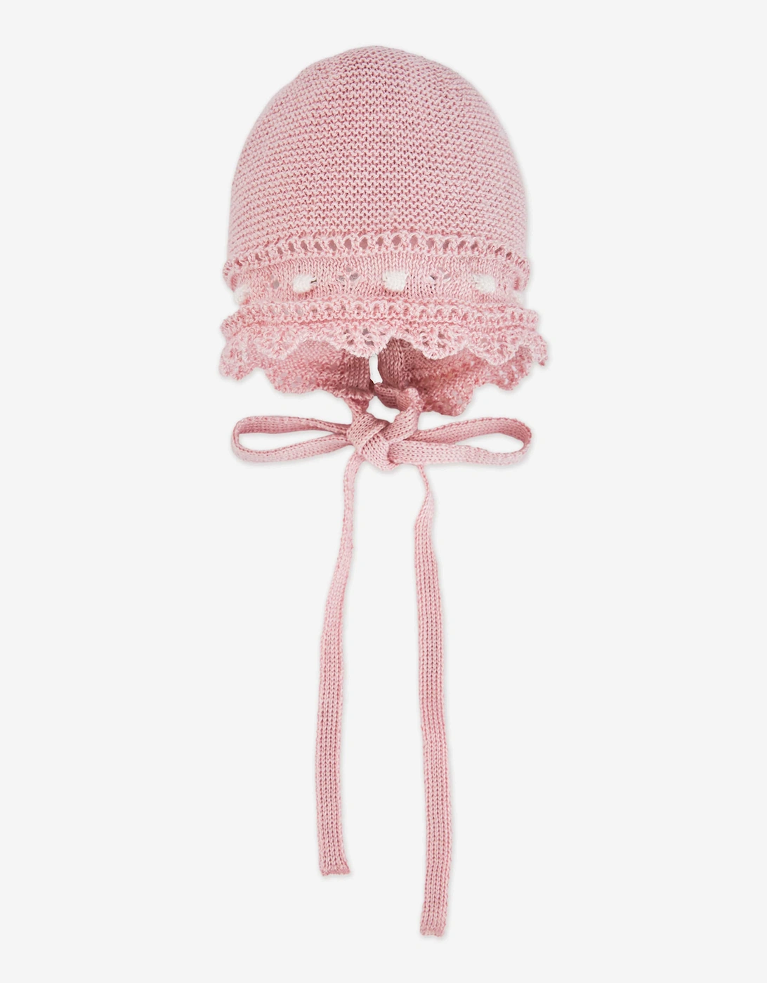 Baby Girls Cotton Knit Bonnet in Pink, 3 of 2