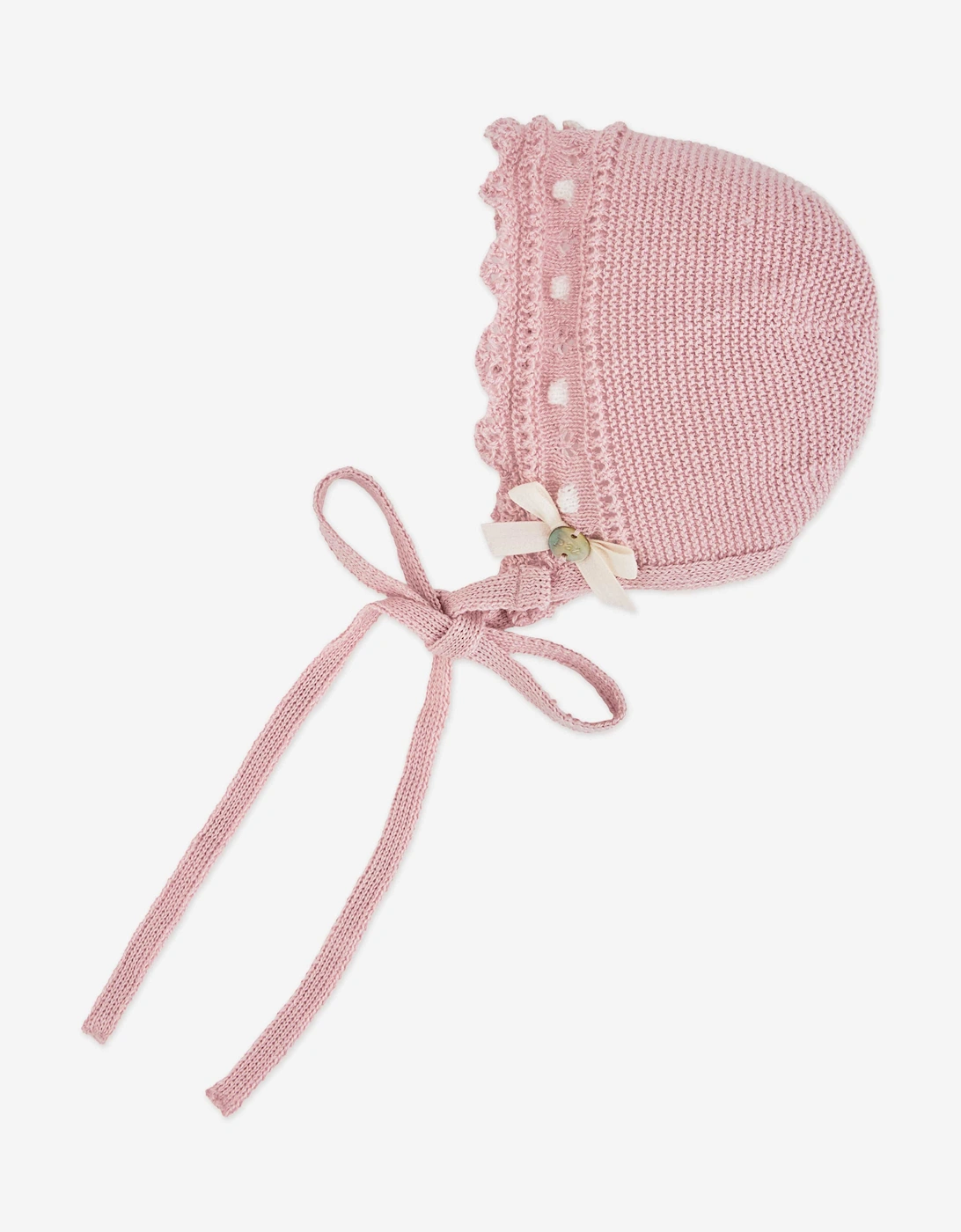 Baby Girls Cotton Knit Bonnet in Pink