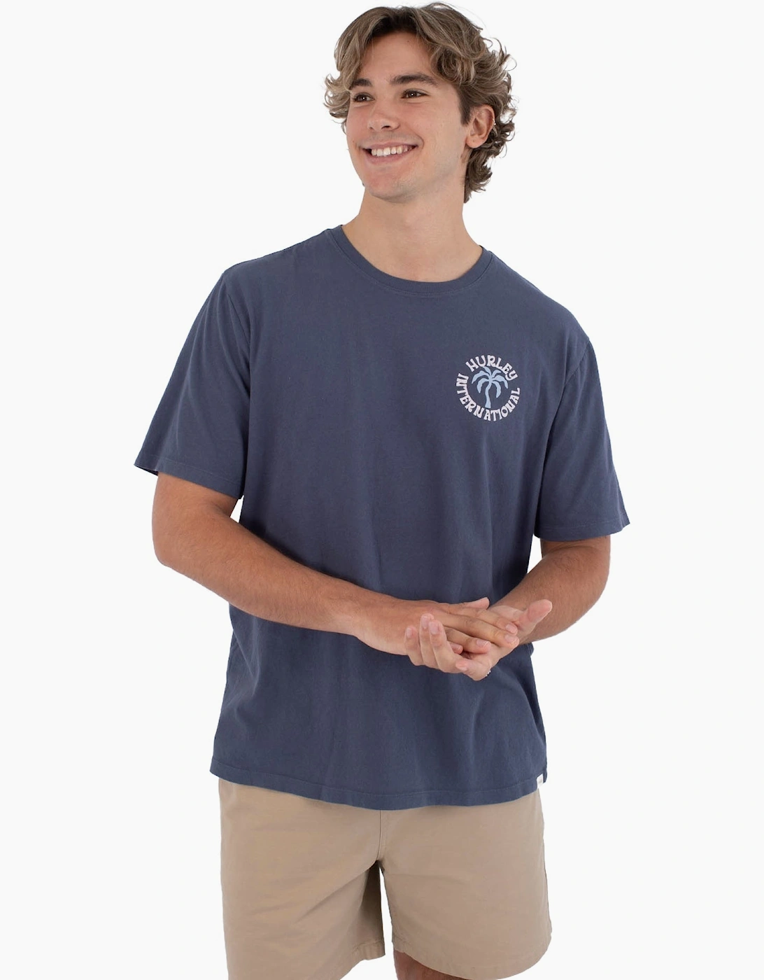 hurley Men's Hurley Mens PALM Short Sleeve T-Shirt - Navy