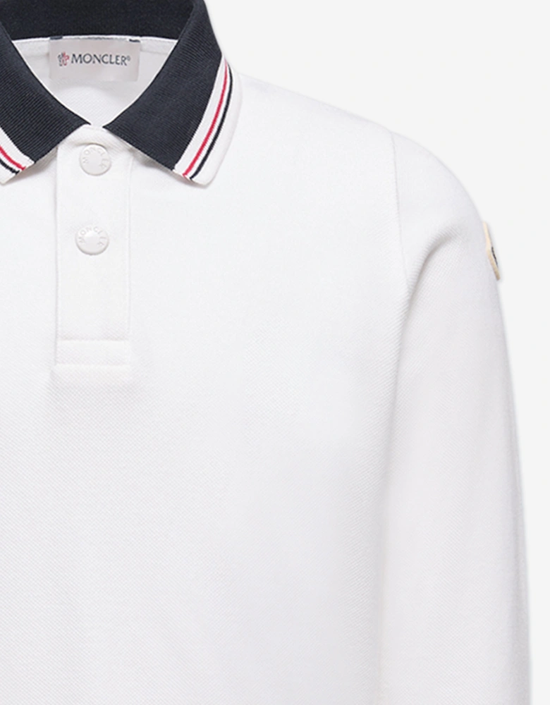 Enfant Boys Cotton Long Sleeve Polo Shirt in Ivory