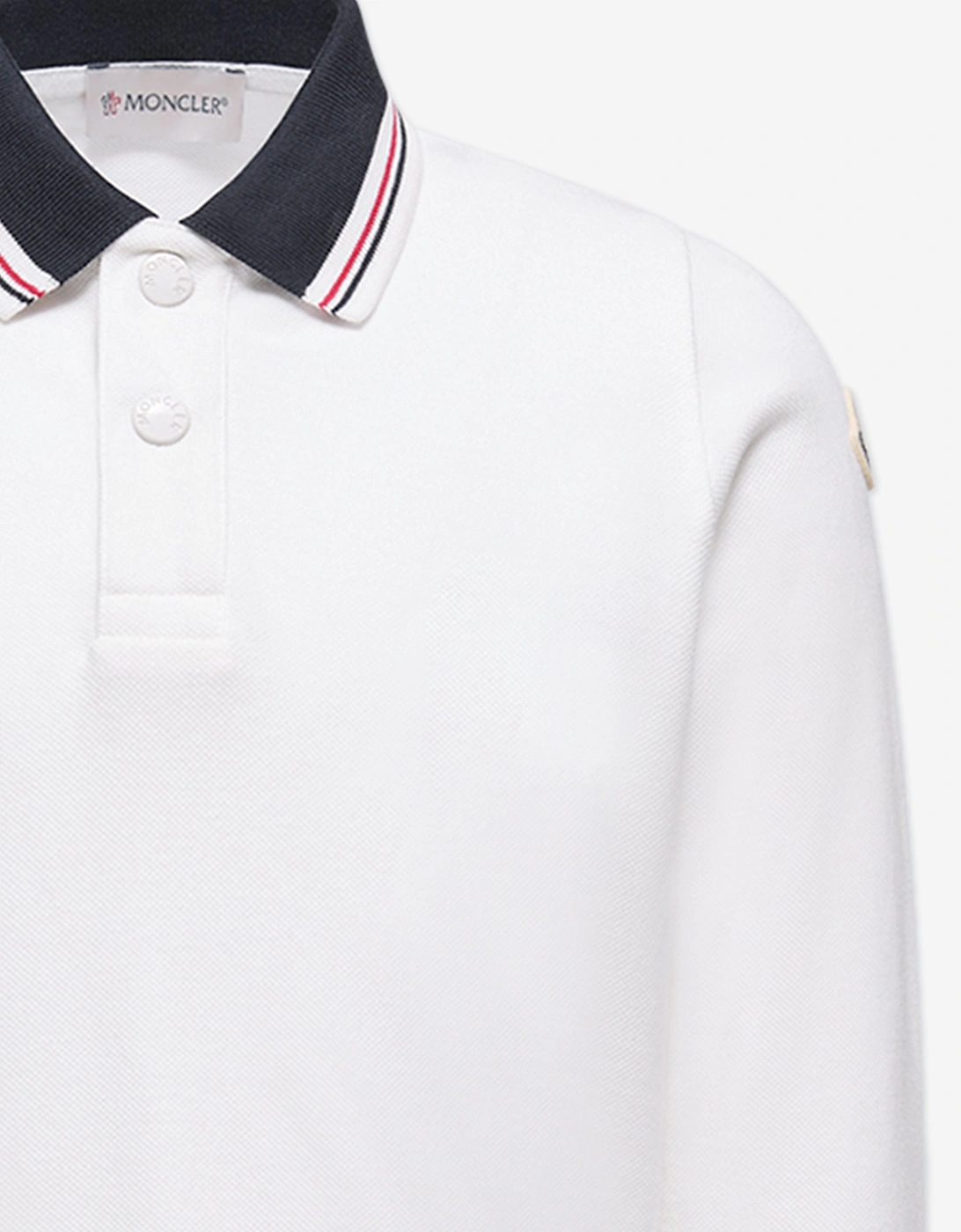 Enfant Boys Cotton Long Sleeve Polo Shirt in Ivory