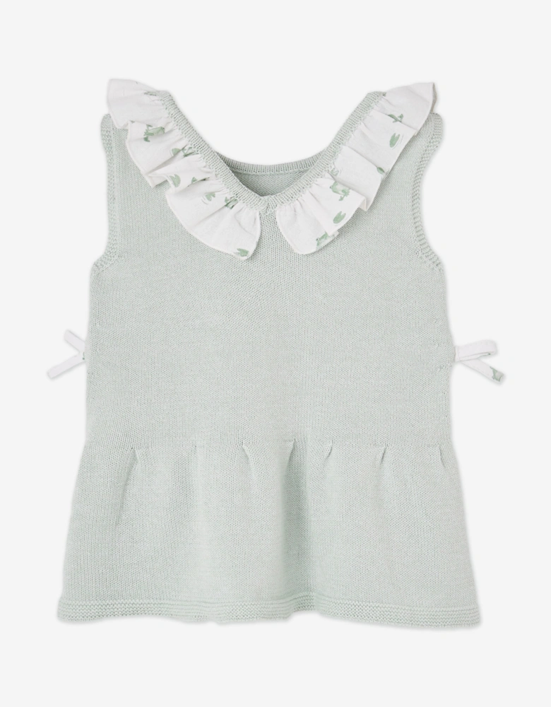 Baby Girls Cotton Knit Dress with Knickers in Green