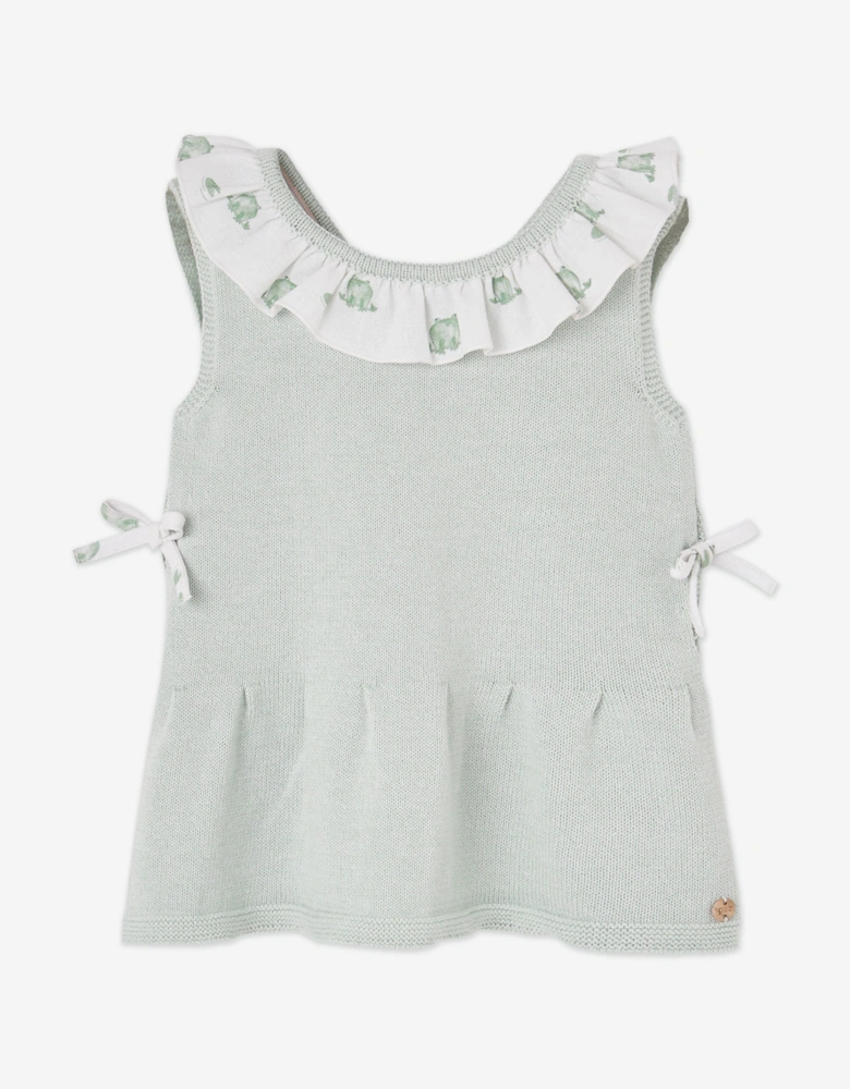 Baby Girls Cotton Knit Dress with Knickers in Green