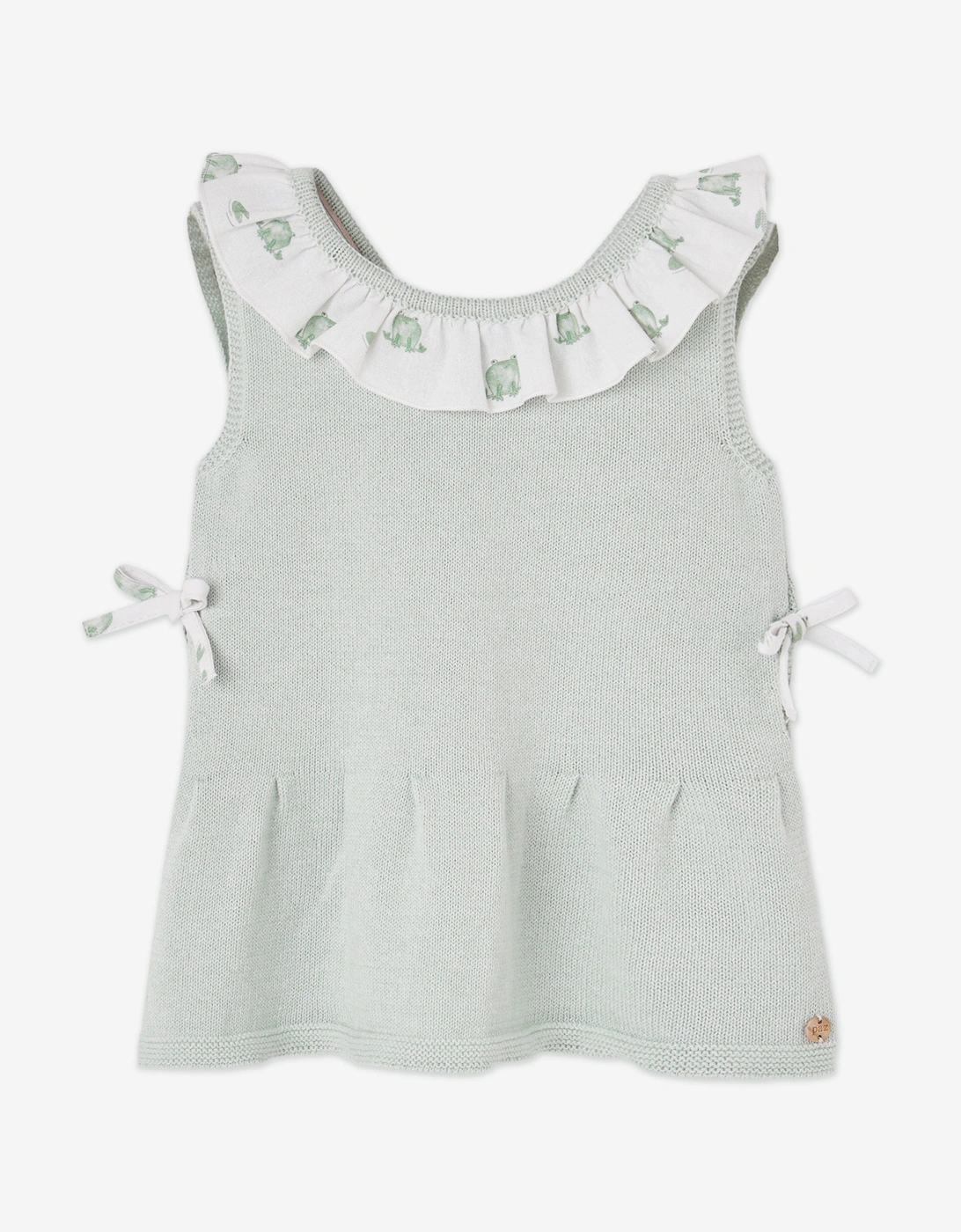 Baby Girls Cotton Knit Dress with Knickers in Green