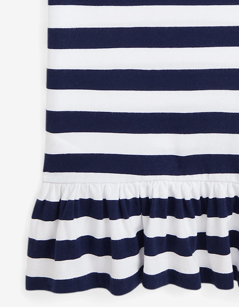 Girls Striped Polo Bear T-Shirt Dress in Navy