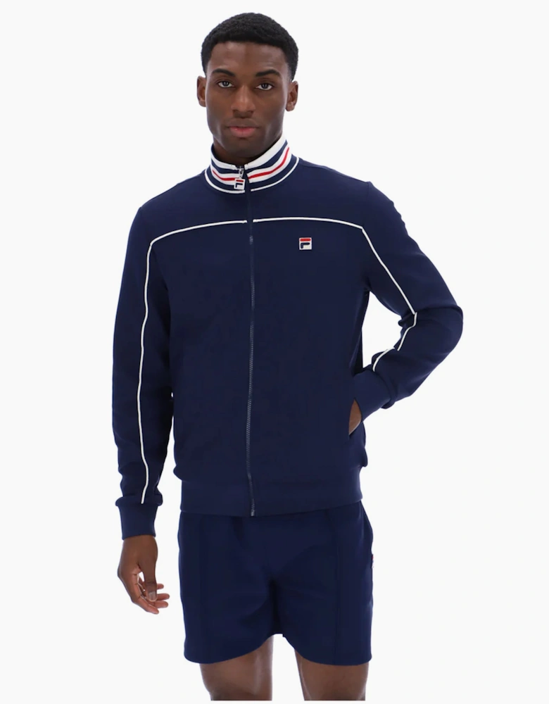 Federico Tipped Neck Track Top Jacket Navy