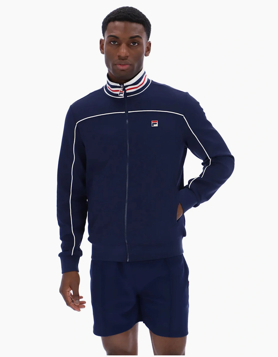 Federico Tipped Neck Track Top Jacket Navy