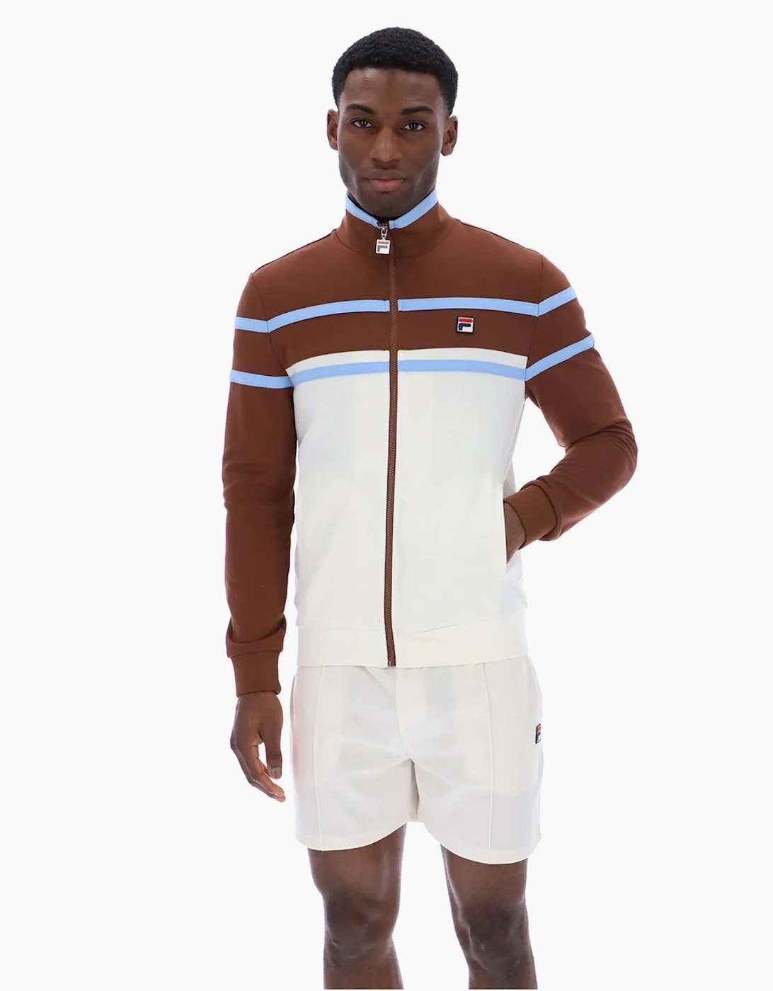 Giovanni Contrast Panels Track Top Jacket Gardenia/Cappucino/Frozen Fjord