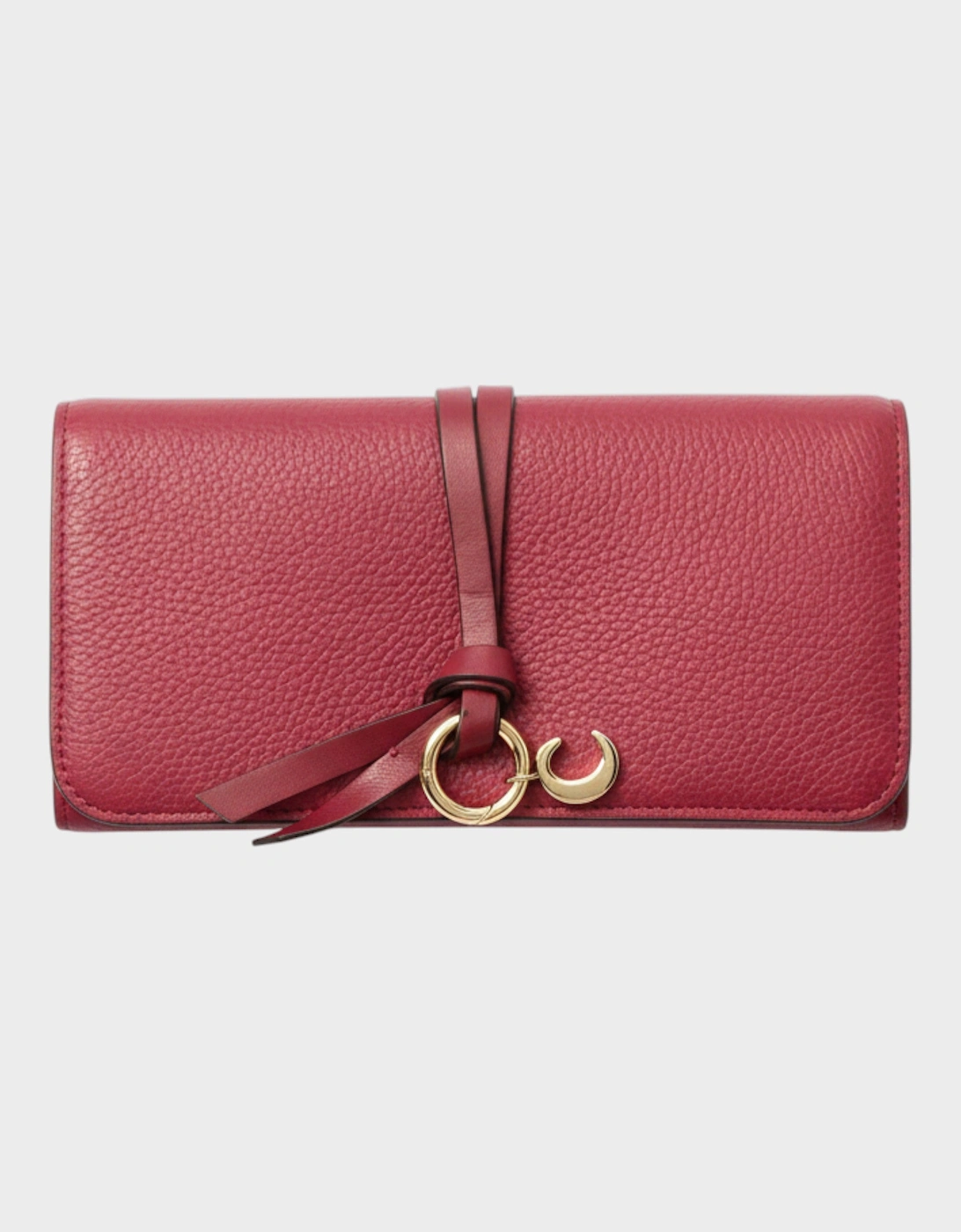 Leather Alphabet Flap Long Wallet Maroon Red, 5 of 4
