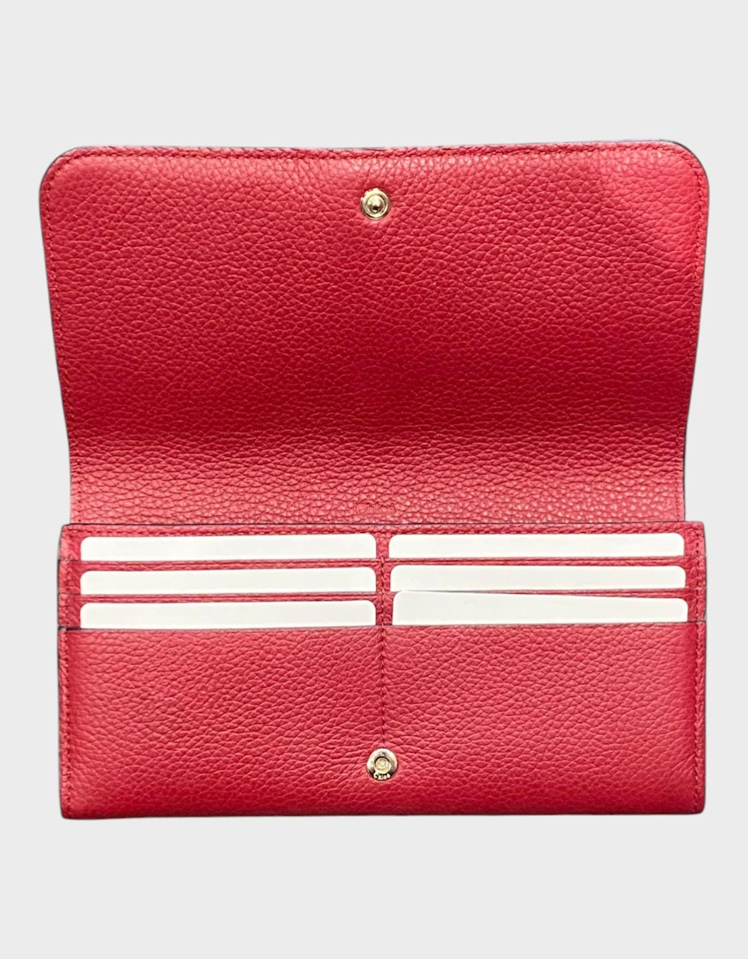 Leather Alphabet Flap Long Wallet Maroon Red