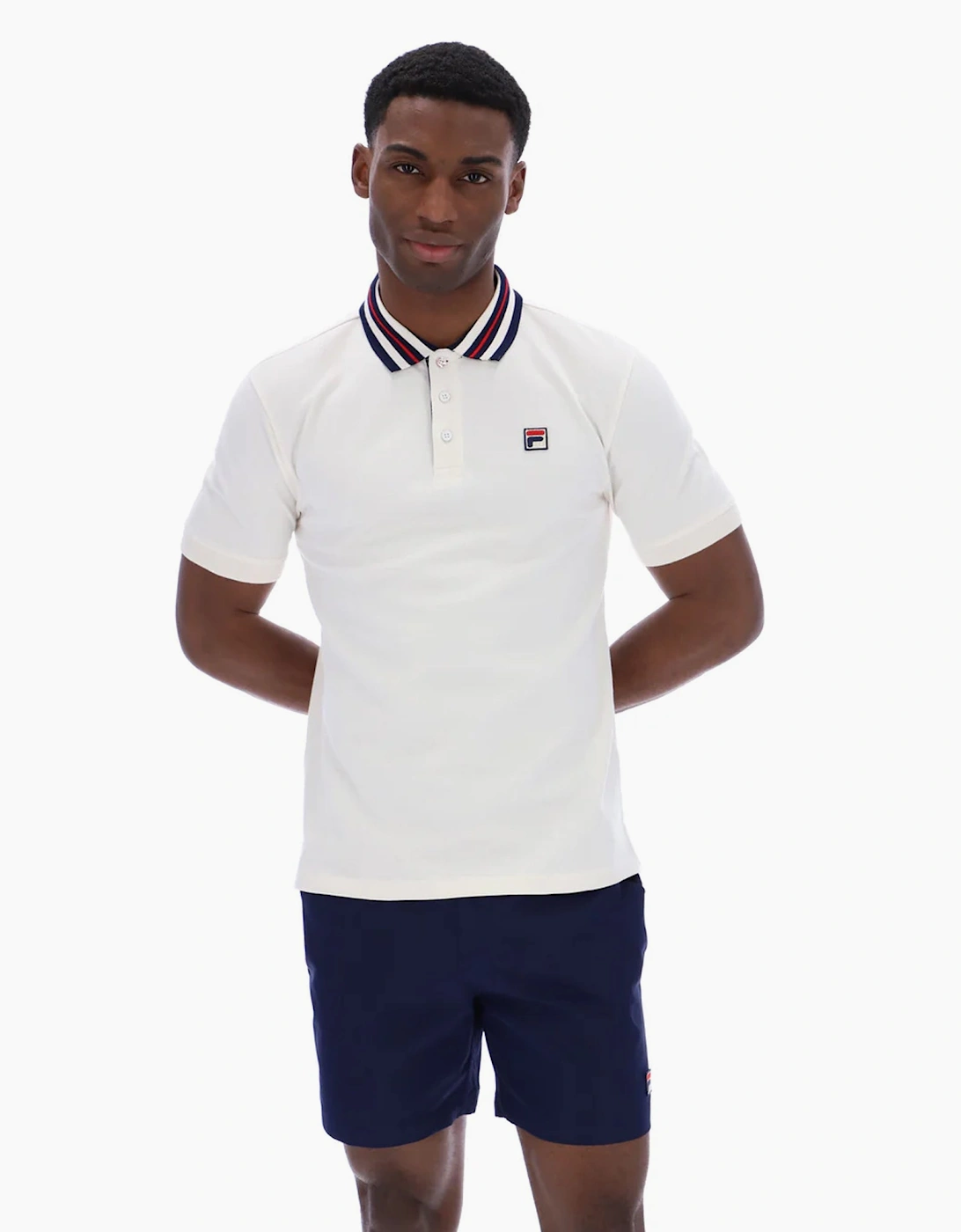 Achille Heritage Contrast Collar Basic Polo Shirt Gardenia