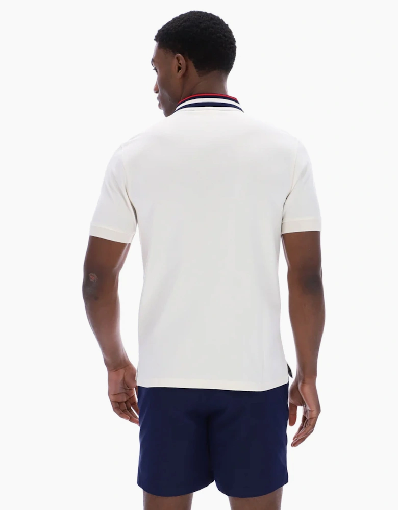 Achille Heritage Contrast Collar Basic Polo Shirt Gardenia