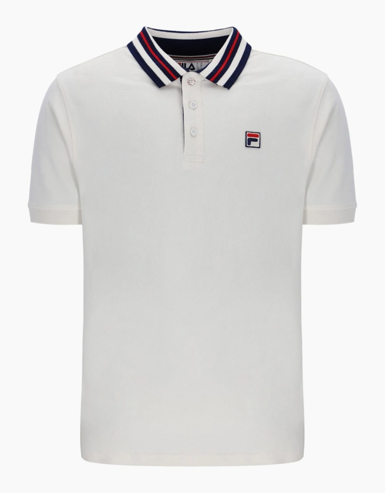 Achille Heritage Contrast Collar Basic Polo Shirt Gardenia