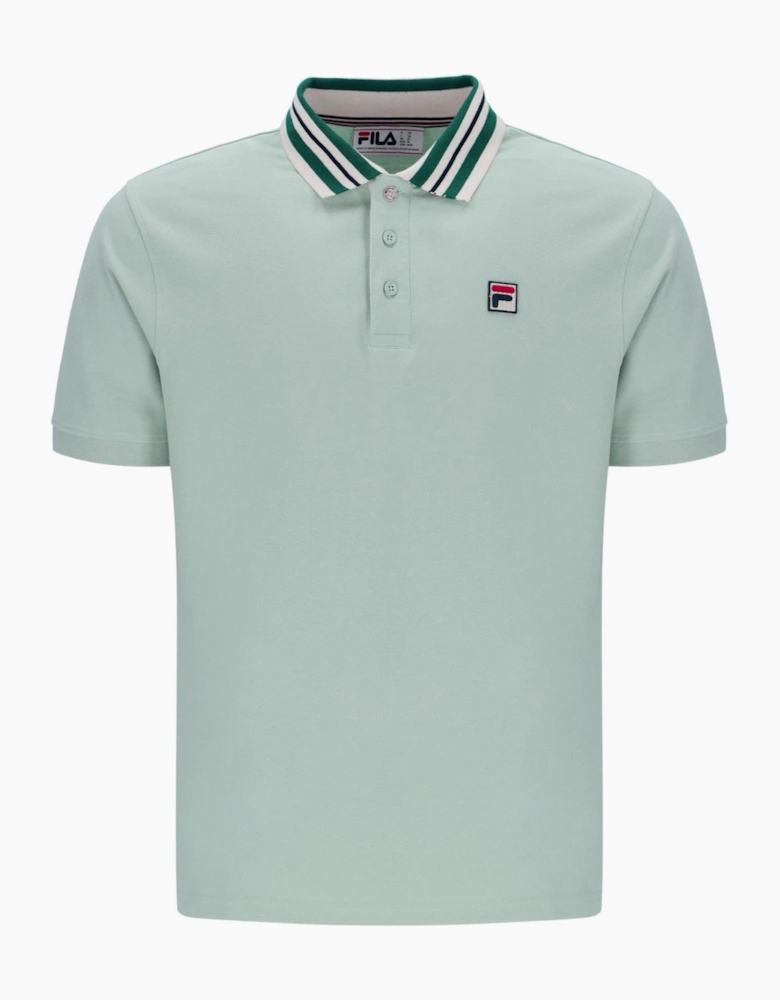 Achille Heritage Contrast Collar Basic Polo Shirt Surf Spray