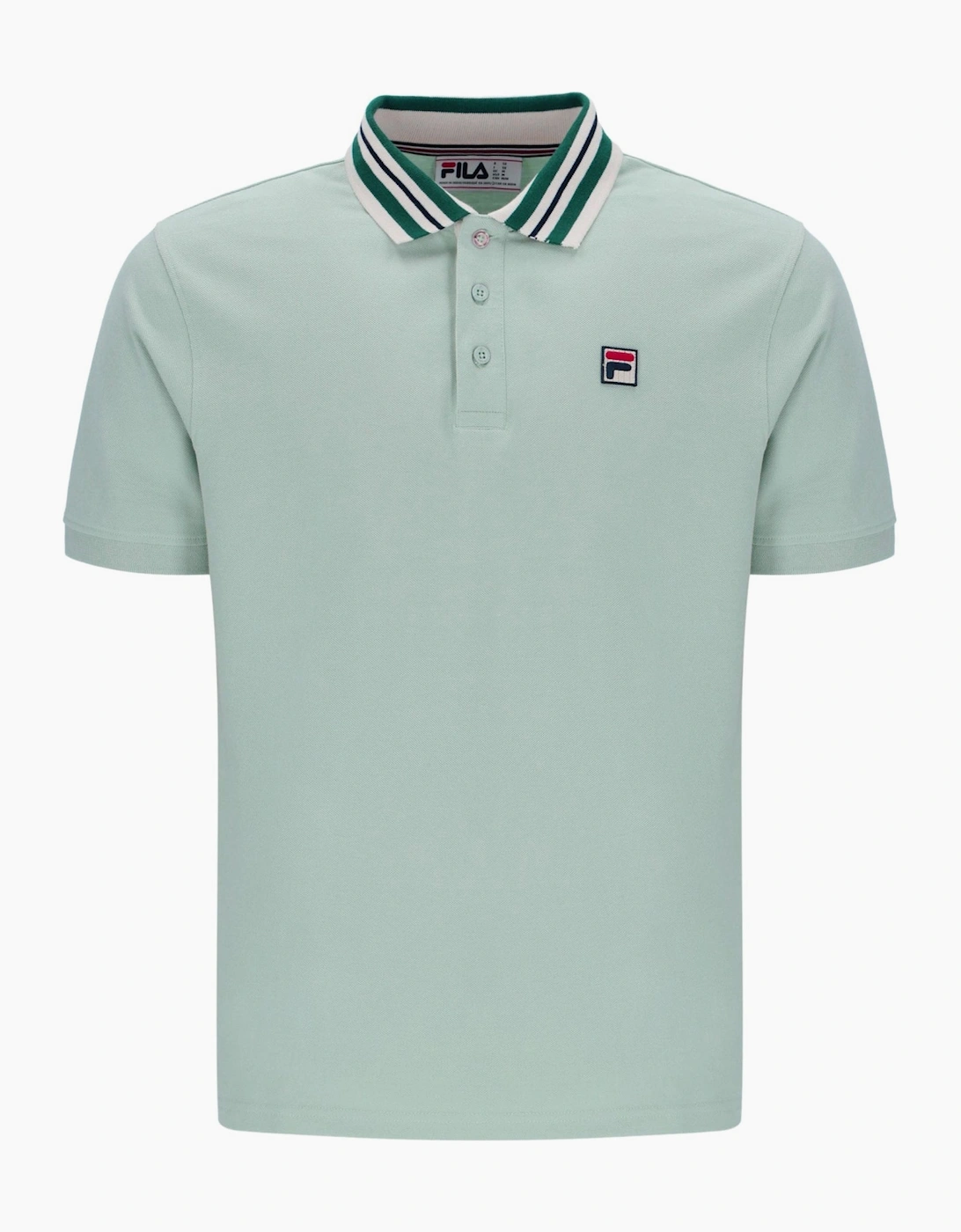 Men's Fila Achille Heritage Contrast Collar Basic Polo Shirt Surf Spray - Green - Size: L