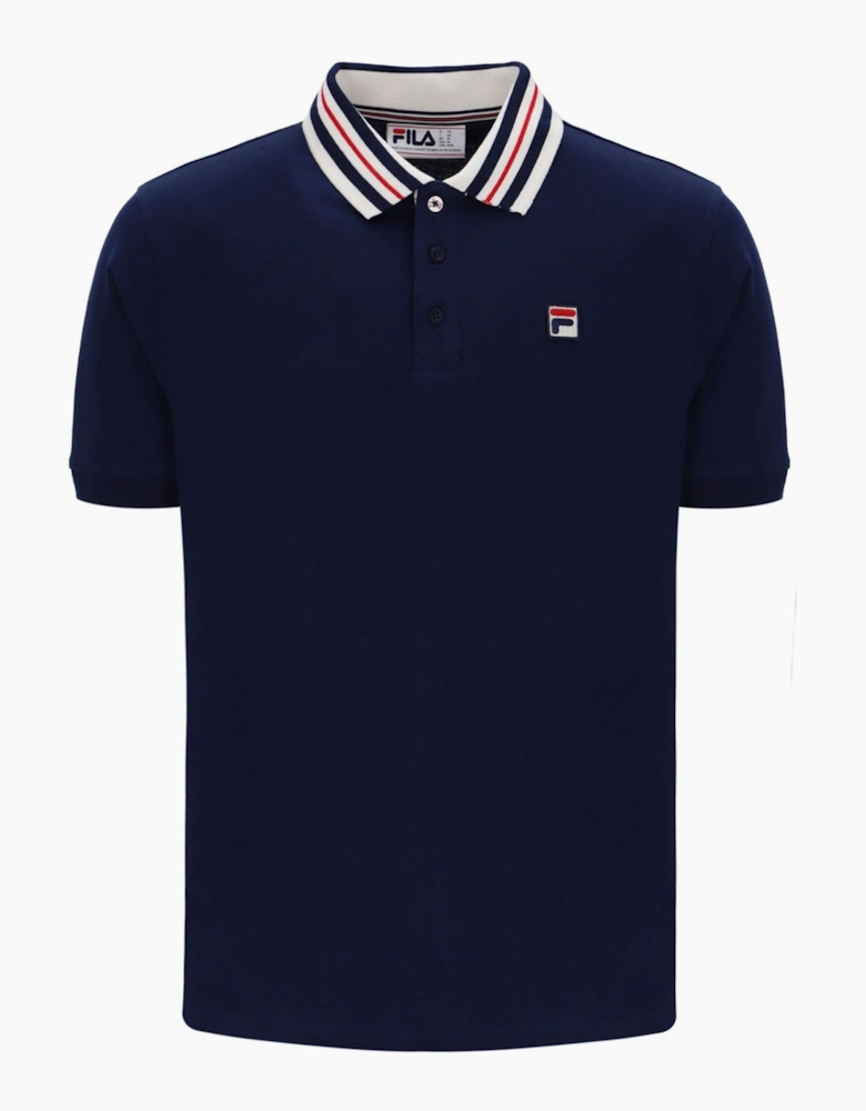 Achille Heritage Contrast Collar Basic Polo Shirt Navy