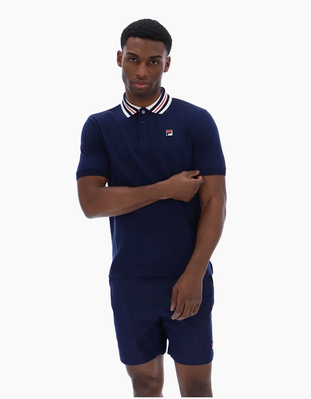Achille Heritage Contrast Collar Basic Polo Shirt Navy