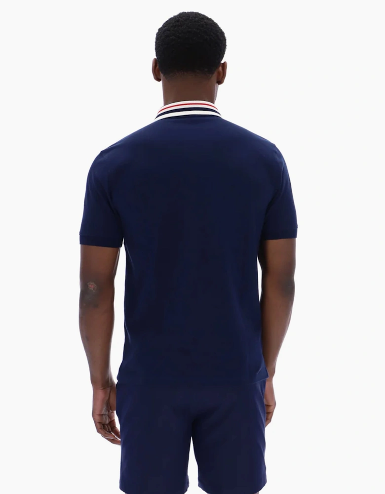 Achille Heritage Contrast Collar Basic Polo Shirt Navy
