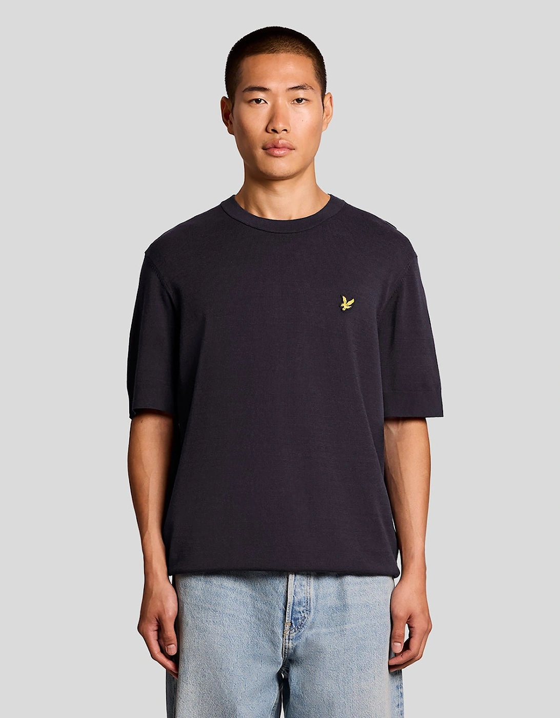 Lyle And Scott Men's Black Relaxed Fit Knitted T-Shirt  44 Xxl