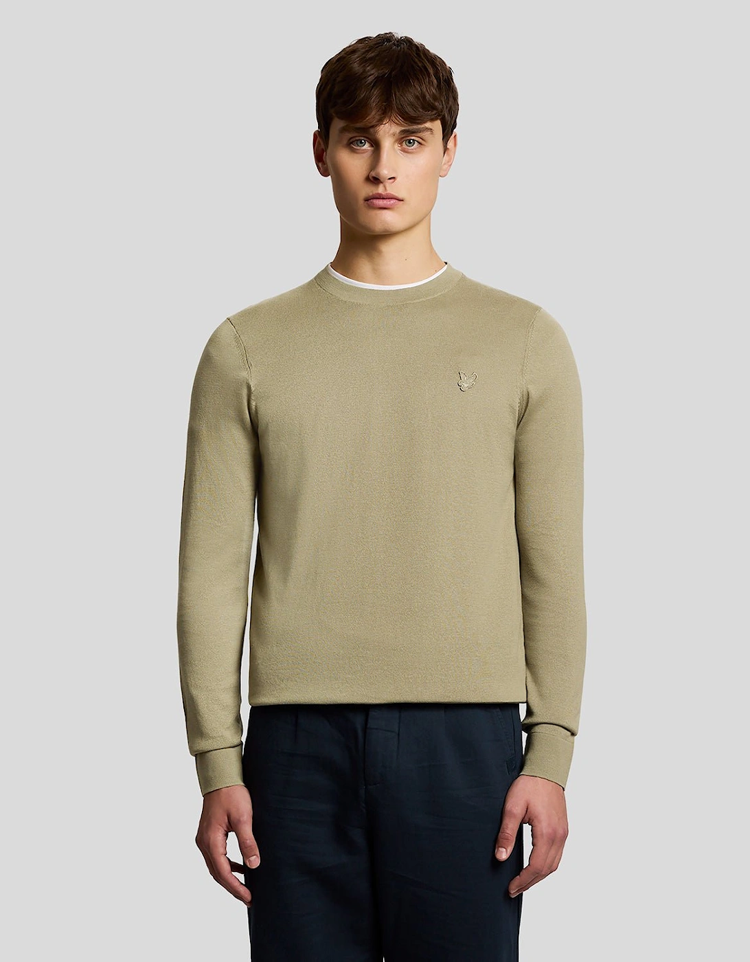 Lyle And Scott Men's Tan Superfine Cotton Crew Neck Jumper  34 Xs