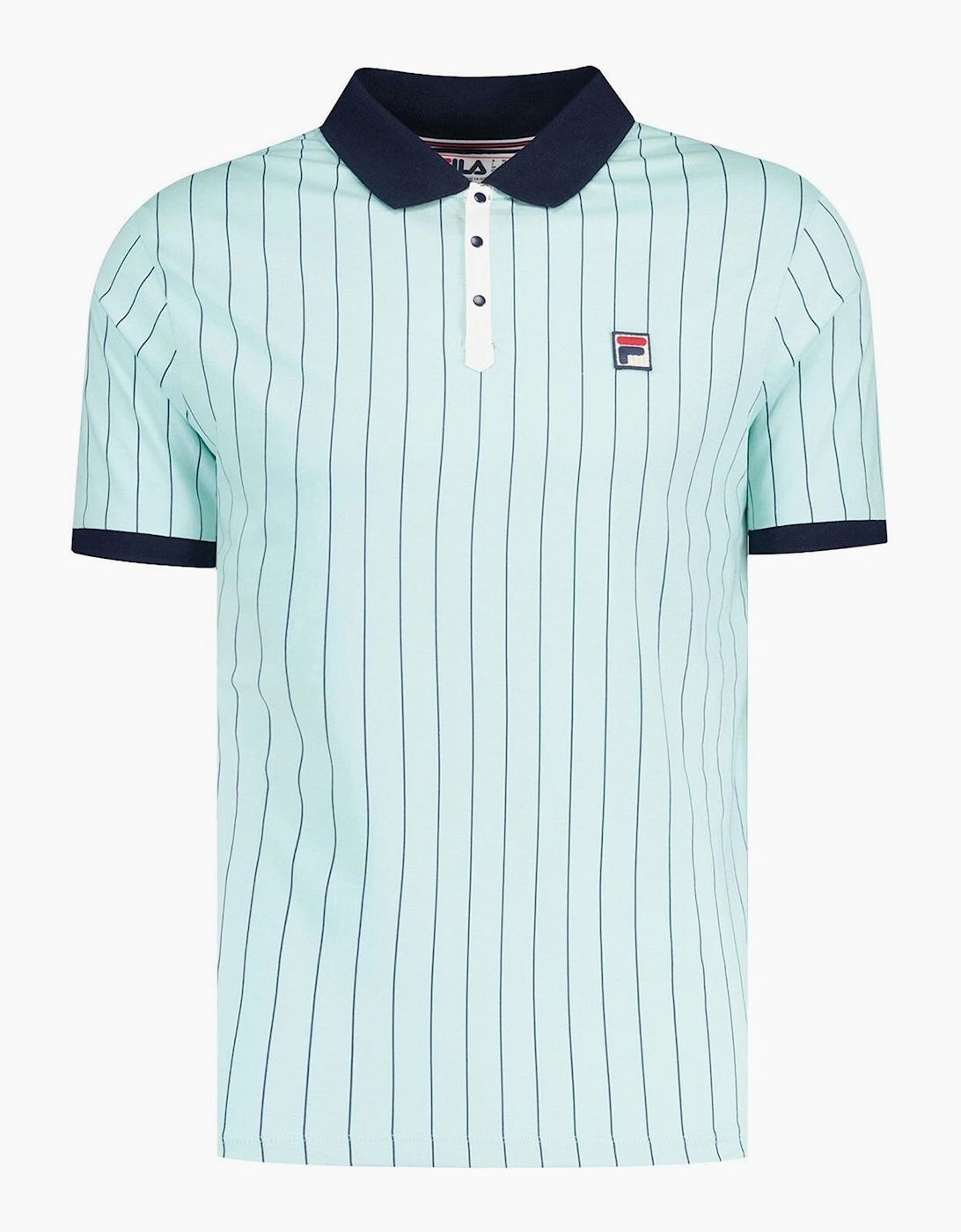 Fila Men's White Bb1 Classic Striped Polo Shirt Surf Spray/Fila Navy/ M