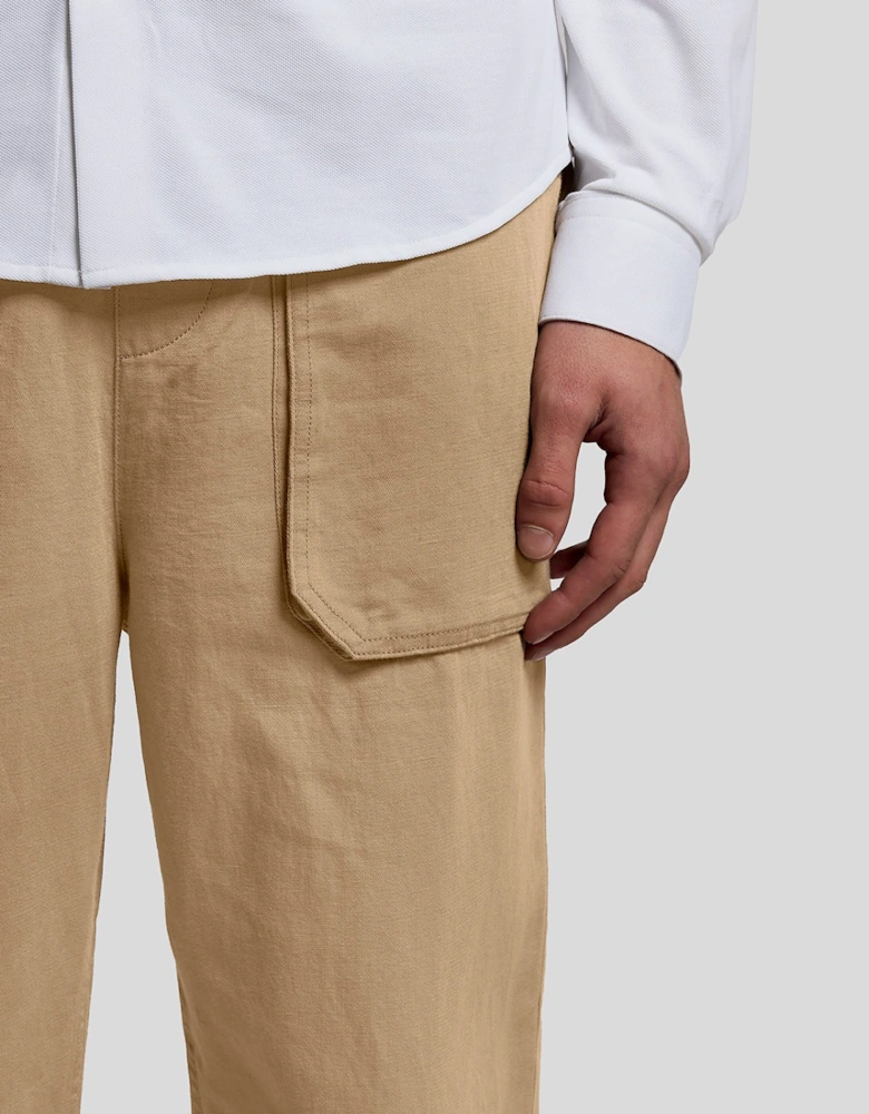 Straight Leg Linen Blend Trousers