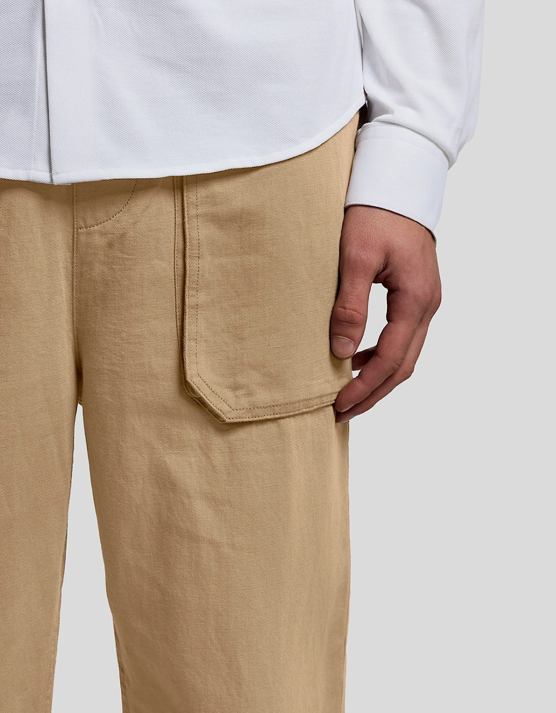 Straight Leg Linen Blend Trousers