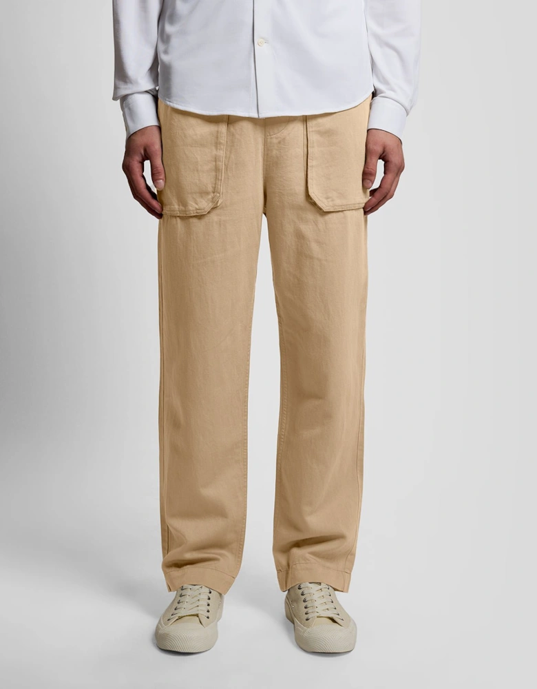 Straight Leg Linen Blend Trousers
