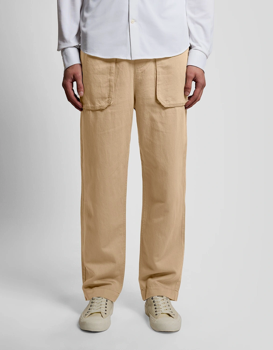 Straight Leg Linen Blend Trousers