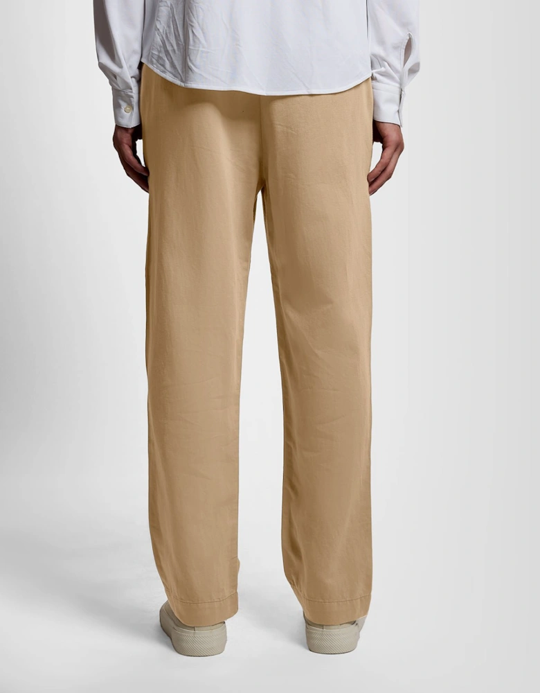 Straight Leg Linen Blend Trousers