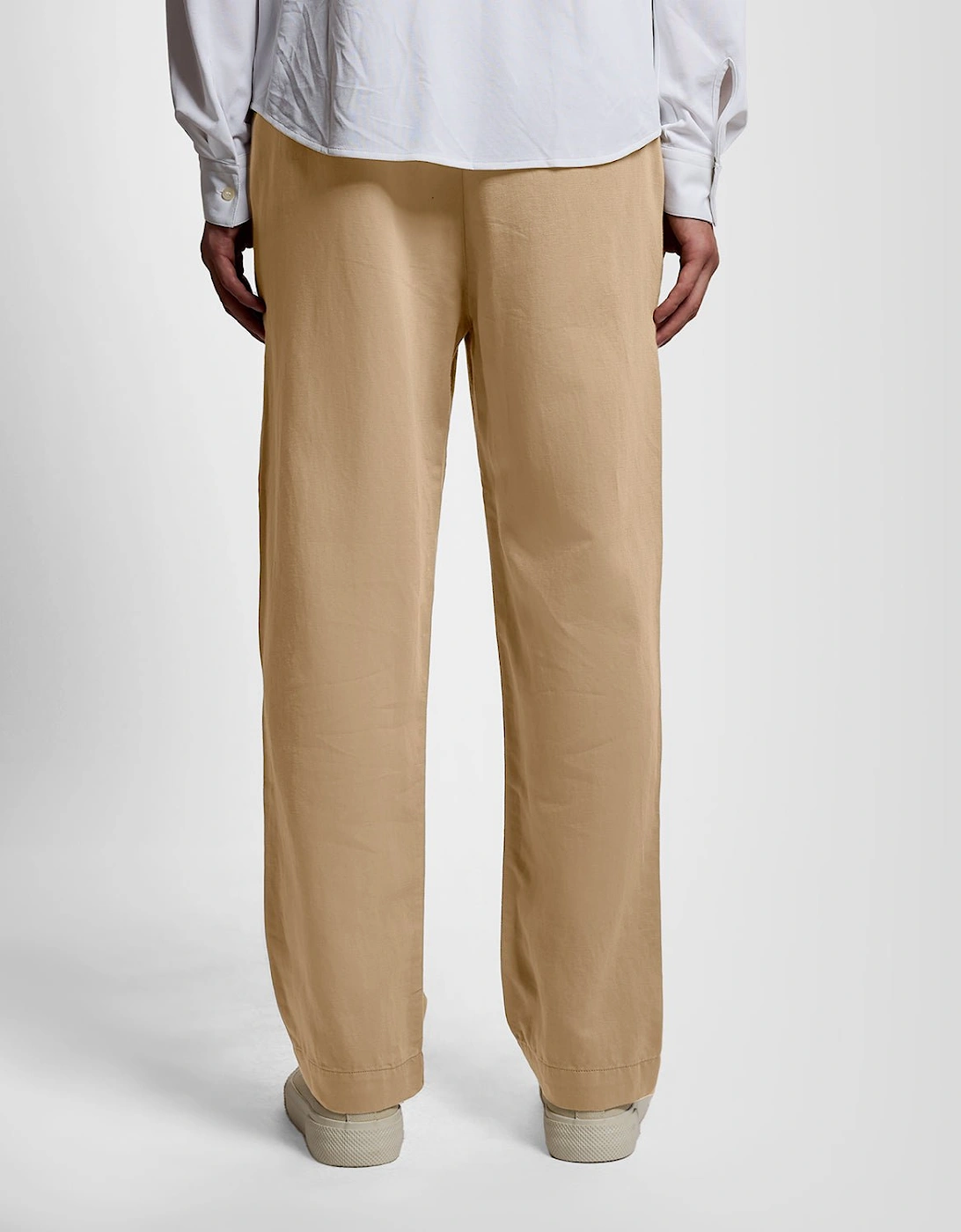 Straight Leg Linen Blend Trousers