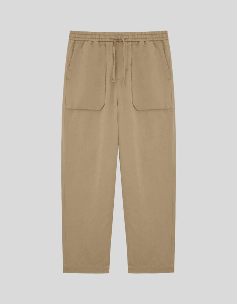 Straight Leg Linen Blend Trousers