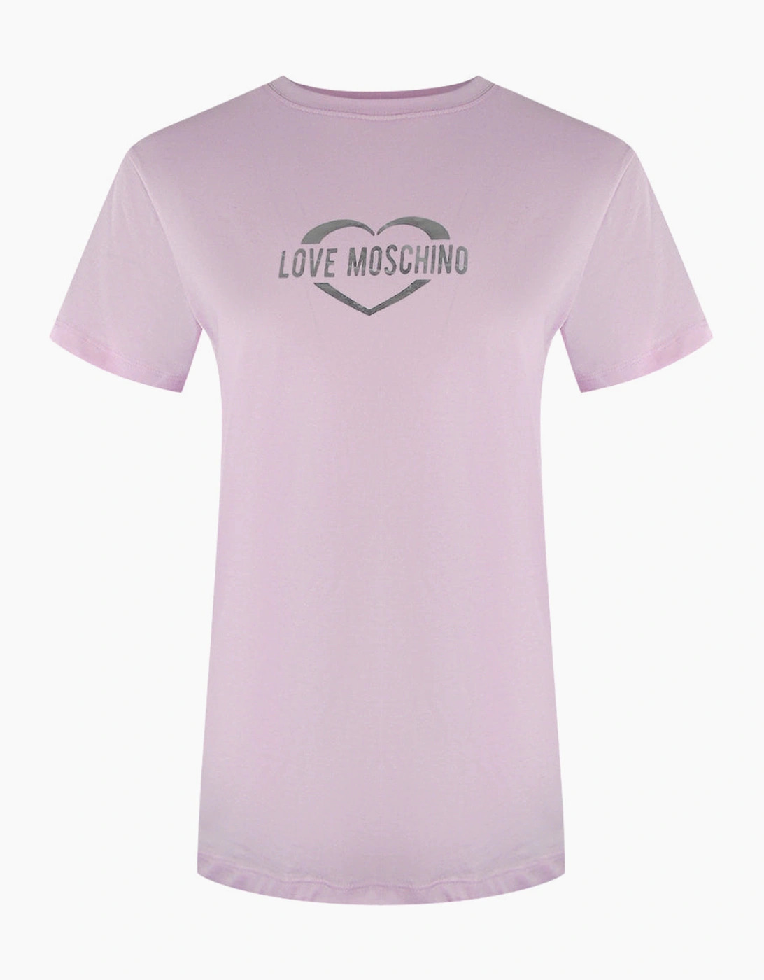 Love Moschino Women's Purple Shiny Heart Logo Pink T-Shirt  14 L