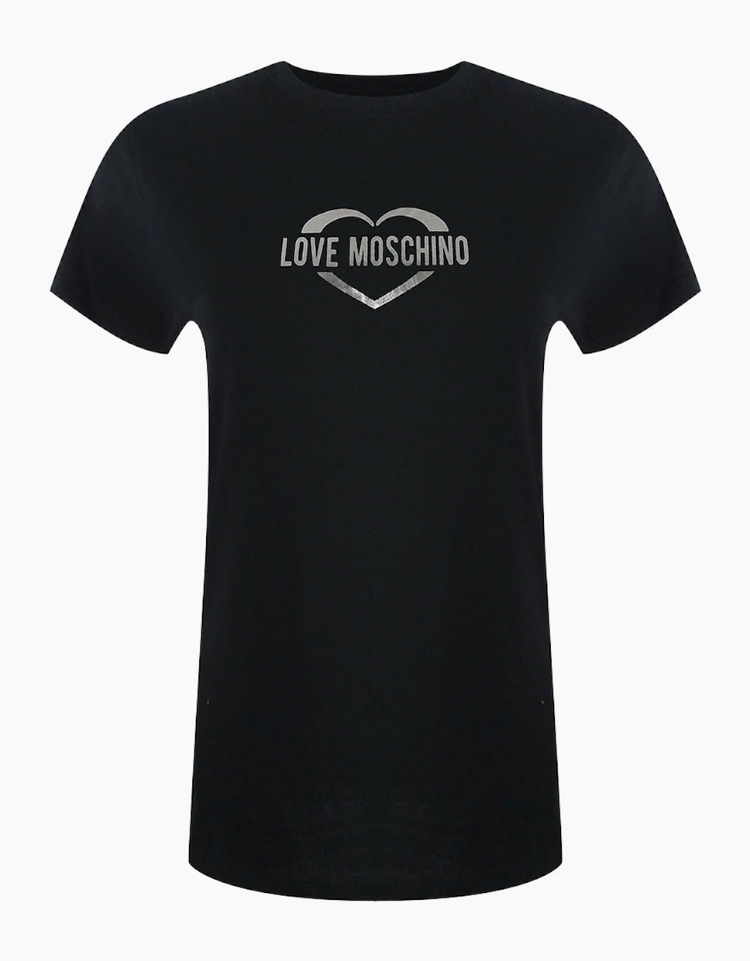 Love Moschino Women's Black Shiny Heart Logo T-Shirt  14 L