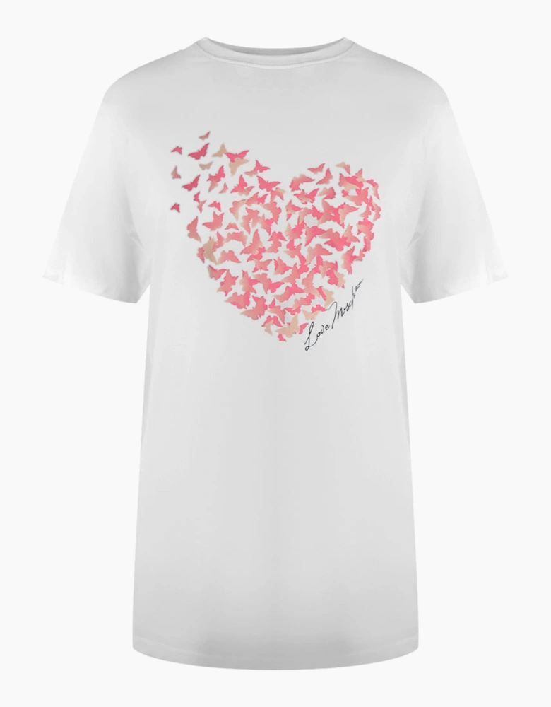 Flutter Heart Design White T-Shirt