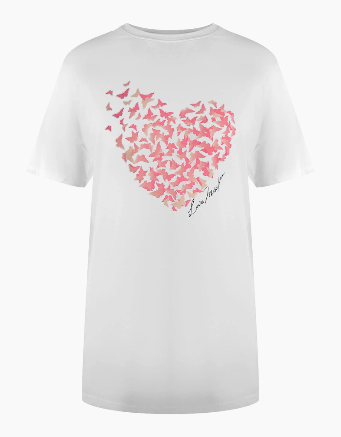 Love Moschino Women's White Flutter Heart Design T-Shirt  10/8 S