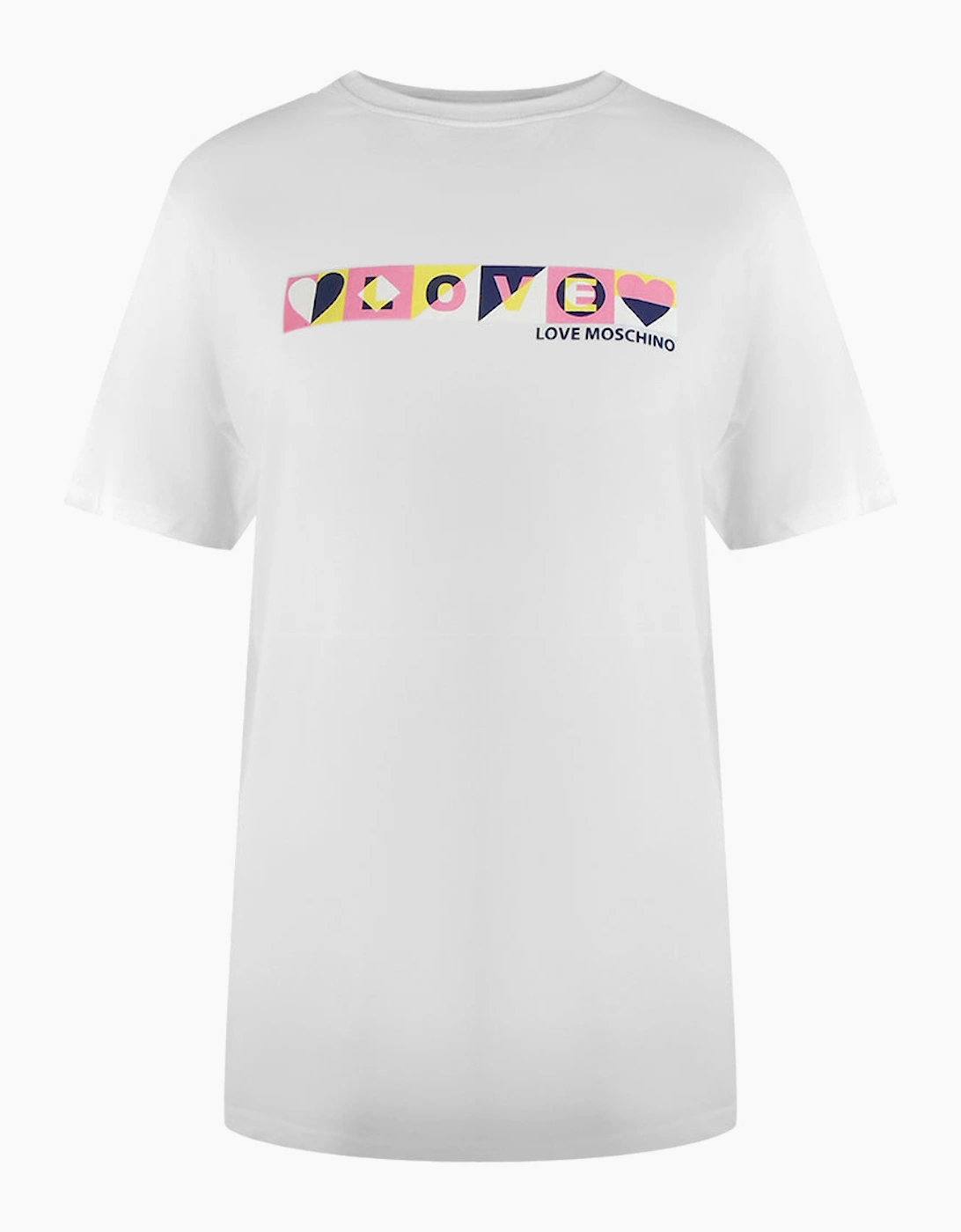 Love Moschino Women's White Colourblock Logo T-Shirt  14 L