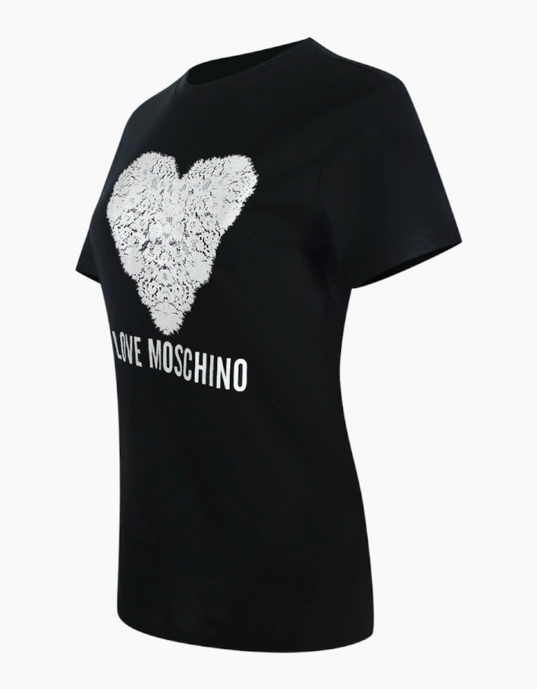 Heart Print Black T-Shirt