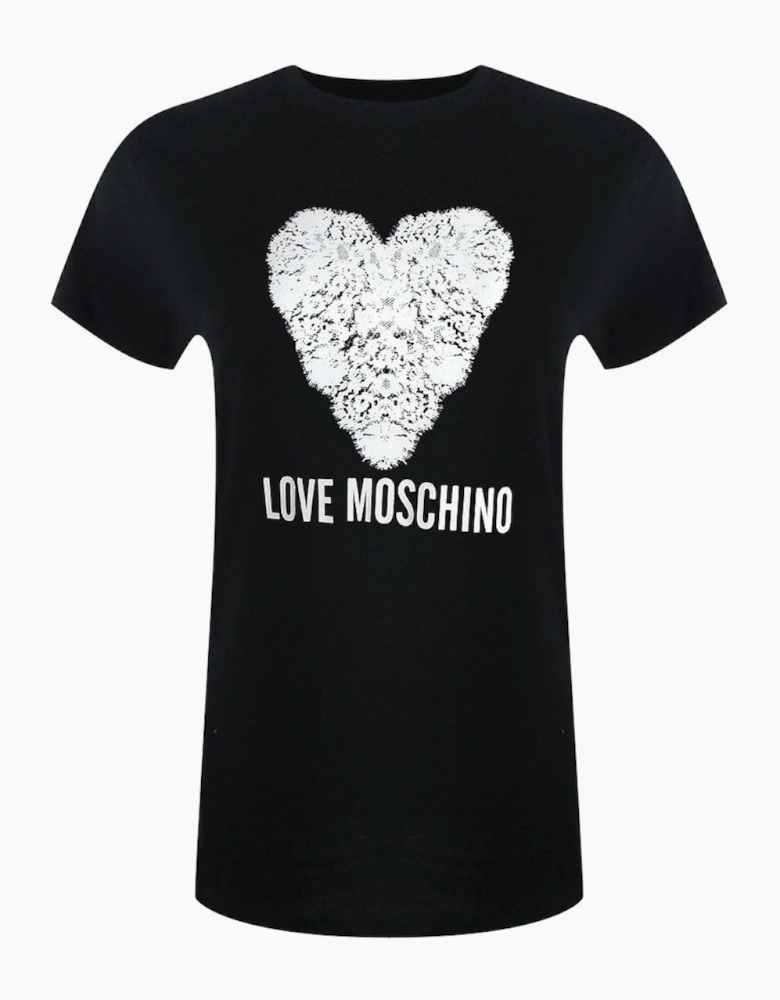 Heart Print Black T-Shirt