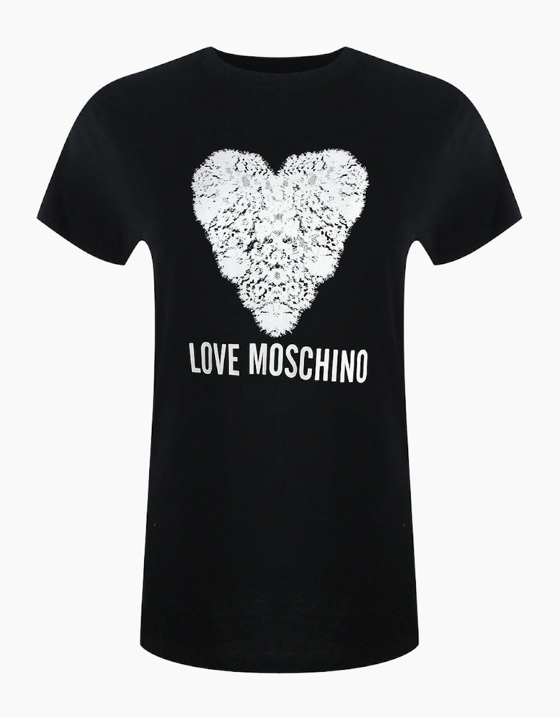 Love Moschino Women's Black Heart Print T-Shirt  10/8 S