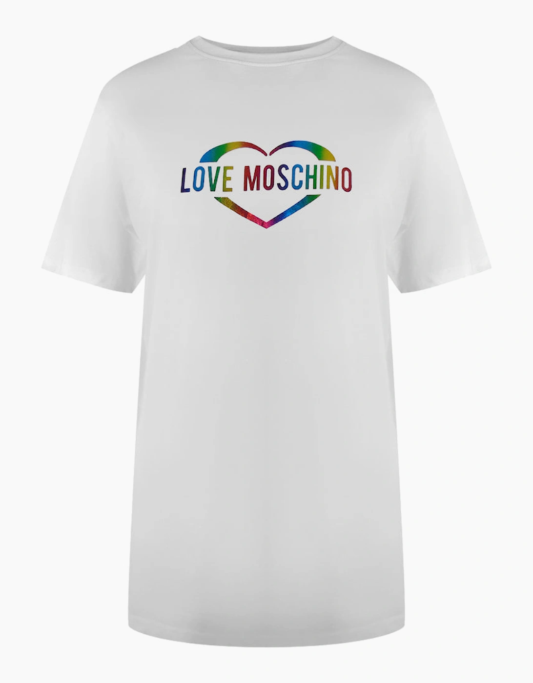 Love Moschino Women's Love Moschino Multi Coloured Heart Logo White T-Shirt